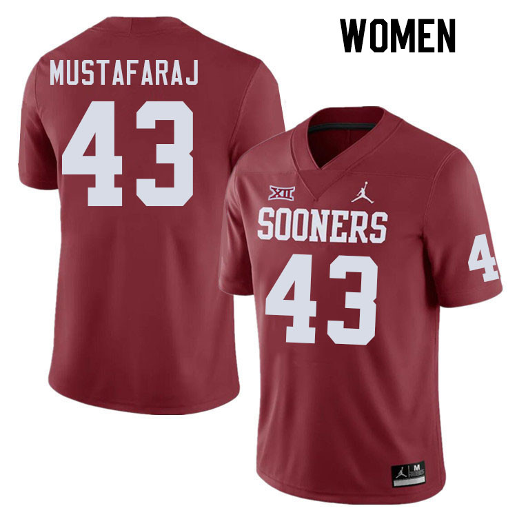 Women #43 Redi Mustafaraj Oklahoma Sooners College Football Jerseys Stitched-Crimson